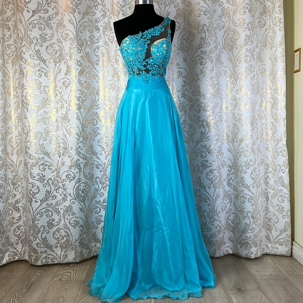 Women's Formal One shoulder Embroidery beaded Long Evening Gown prom dre…